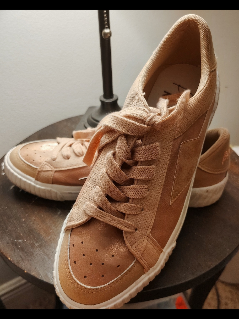 Women’s Tan Low-Top Suede & Textile Sneakers